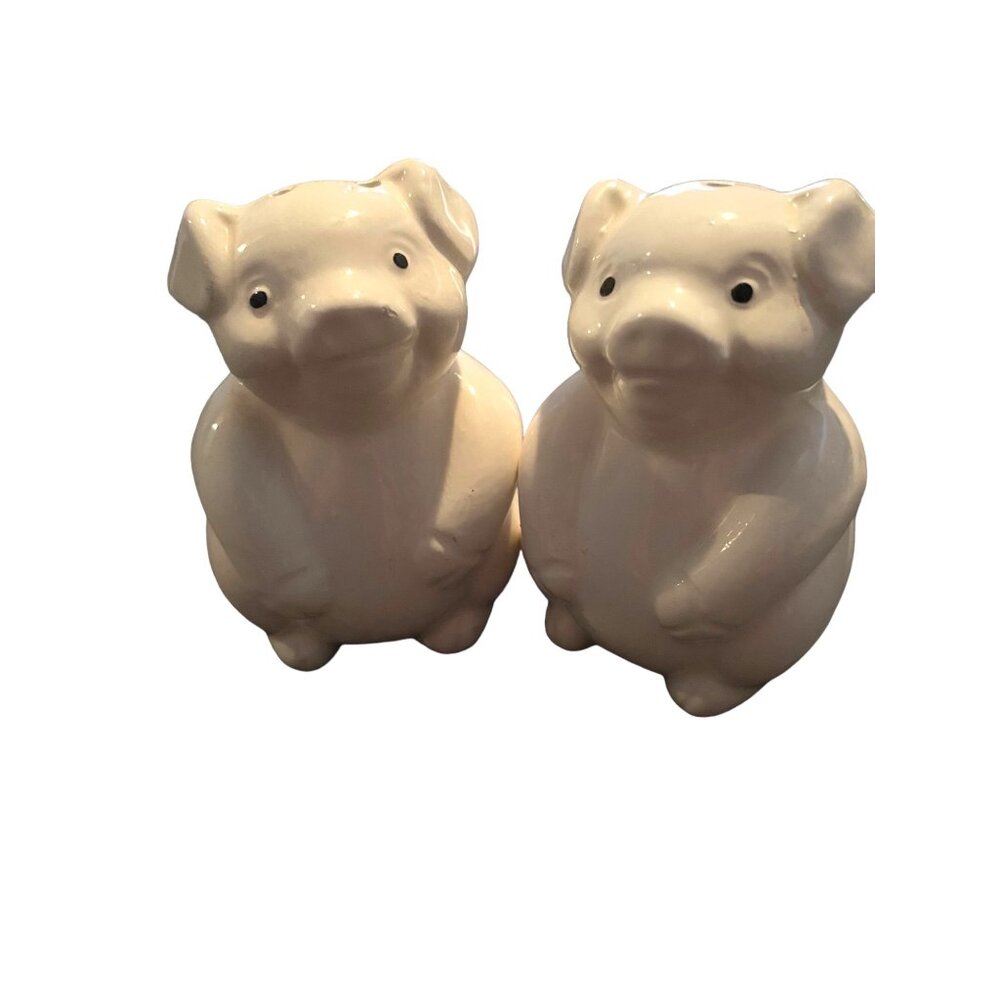 Vtg. Pig Salt/Pepper Shakers Ceramic Farmhouse Decor Pigs Piglets Animals Oink